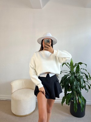 Minaaise Ekru Basic Oversize Sweatshirt 26088