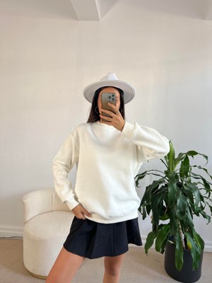 Minaaise Ekru Basic Oversize Sweatshirt 26088