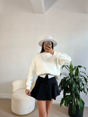 Minaaise Ekru Basic Oversize Sweatshirt 26088