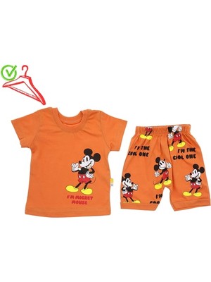 Alp Kids Alpkids Mickey Mouse Şort T-Shirt Baskılı Pamuk Bebek Takım