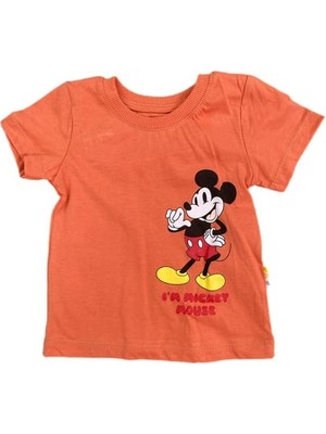 Alp Kids Alpkids Mickey Mouse Şort T-Shirt Baskılı Pamuk Bebek Takım