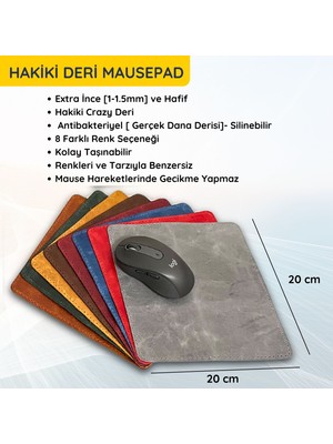 ipekbazaar Hakiki Deri Mausepad, 20*20CM Crazy Gerçek Deri Mouse Pad, 1 Adet Oyuncu Gamepad