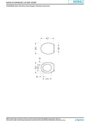 Serel Alpha Yavaş Kapanan Klozet Kapağı 223AF00002