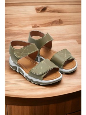 Ponchiq Haki Bantlı Unisex Çocuk Sandalet