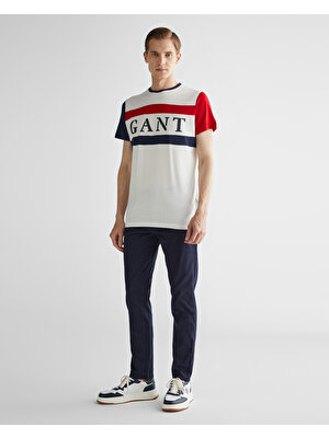 Gant Erkek Krem Regular Fit Bisiklet Yaka Logolu T-Shirt 2324147T.113