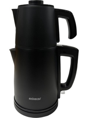 Grünberg GR-201 2'si 1 Arada 1850W Paslanmaz Çelik Siyah Çay Makinesi Su Isıtıcı Çelik Süzgeçli