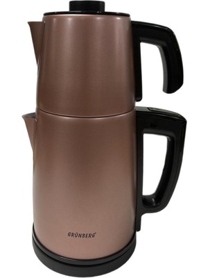 Grünberg GR-201 2'si 1 Arada 1850W Paslanmaz Çelik Kahverengi Çay Makinesi Su Isıtıcı Çelik Süzgeçli