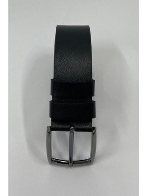 Madmext Siyah Suni Deri Düz Erkek Kemer 7220