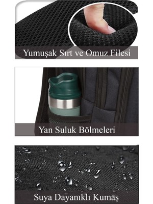 Avca Unisex Siyah Suya Dayanıklı Ayarlanabilir Omuz Askılı Kanvas Kumaş Günlük Okul ve Seyahat Sırt Çanta