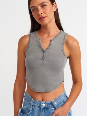 Dilvin 20844 Yıkama Efektli Top-Gri