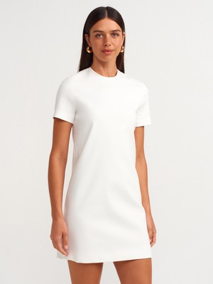 Dilvin 90899 Kısa Elbise-Beyaz