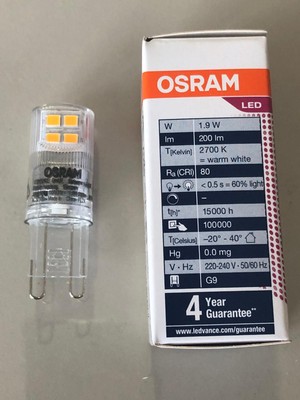 Osram 3 Adet G9 LED 1,9W=20W 200 Lümen 2700 Kelvin Sarı 15,000 Saat