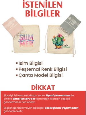 Giftcrea Kişiye Özel Pamuk Peştamal ve Yaza Özel Çanta Seti , Özelleştirilebilir Yazlık Çanta Seti Isme Özel