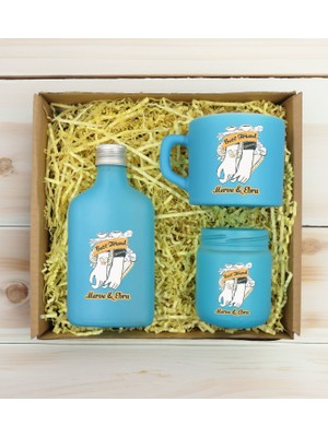 Bk Gift Kişiye Özel Isimli Dtf Best Friend Temalı Turkuaz Kahve Fincanı & Kolonya & Mum Hediye Seti-4, Arkadaşa Hediye, Doğum Günü Hediyesi