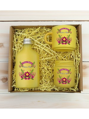Bk Gift Kişiye Özel Isimli Dtf Anne Temalı Sarı Kahve Fincanı & Kolonya & Mum Hediye Seti-6, Anneye Hediye, Anneler Günü Hediyesi