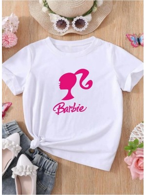 Barbie Kız Baskılı Beyaz Çocuk T-Shirt