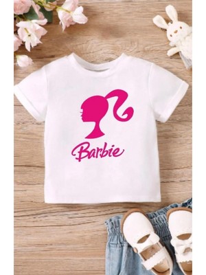 Barbie Kız Baskılı Beyaz Çocuk T-Shirt