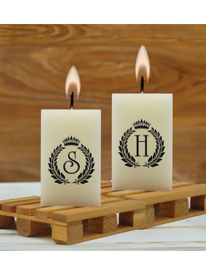 Bk Gift Kişiye Özel Harfli 2’li Dtf Dikdörtgen Blok Mum Seti-1, Sevgiliye Hediye, Doğum Günü Hediyesi, Ev Hediyesi