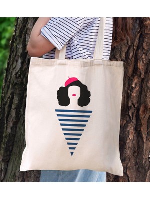 Bk Gift Sevimli Kedi ve Kuş Bez Çanta, Baskılı Omuz Çantası, Alışveriş Çantası, Arkadaşa Hediye