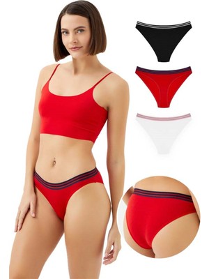 COTTONHILL Spor Basic Pamuklu Bikini Külot 3'lü Paket - 3