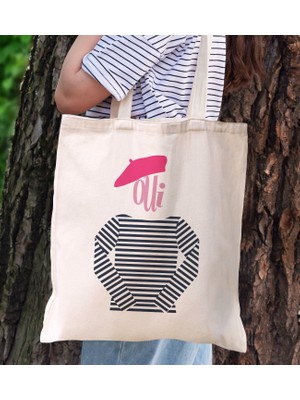 Bk Gift No Name Bez Çanta-2, Baskılı Omuz Çantası, Alışveriş Çantası, Arkadaşa Hediye