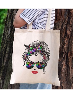 Bk Gift Fashion Face Bez Çanta, Baskılı Omuz Çantası, Alışveriş Çantası, Arkadaşa Hediye