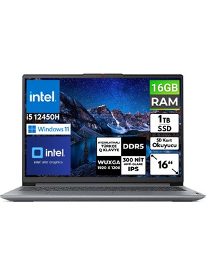 Lenovo Ideapad Slim3 16IAH8 I5- 12450H 16 GB 1 Tbssd 16" Wuxga Windows 11 Home Taşınabilir Bilgisayar 83ES002HTR Bt1
