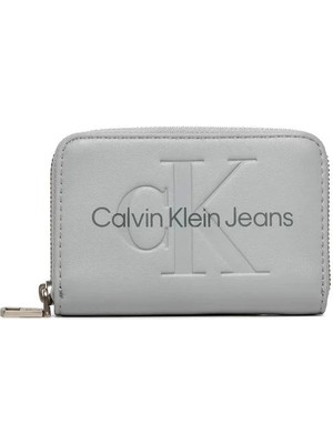 Calvin Klein Kadın Oymalı Fermuarlı Medium Gri Cüzdan