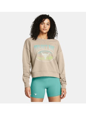 Under Armour Kadın Project Rock Düz Desenli Uzun Kollu Sweatshirt Kahverengi 1382705-203 -203 XL
