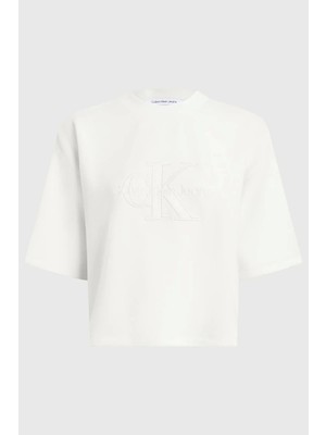 Calvin Klein Kadın Scuba Premium Monologo T-Shirt