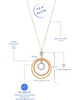 Moom Mücevherat 14 Ayar Altın Kolye Su Damlası Altın Kolye 45 cm Uzunluk