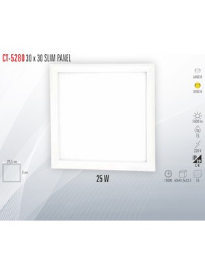 Cata CT-5280 30X30 Slım Panel 25W