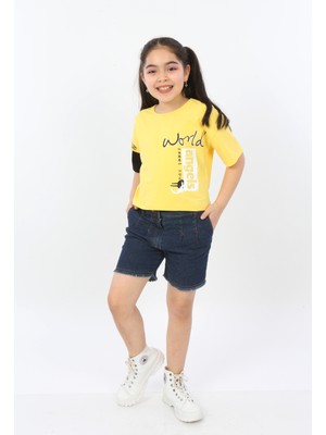 Toontoy Kids Kız Çocuk World Baskılı Tişört