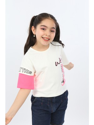 Toontoy Kids Kız Çocuk World Baskılı Tişört