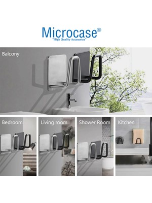 Microcase Güçlü Yapışkanlı Metal Banyo Mutfak Eşya Havlu Vb Ürün Askılığı AL4467 - 1 Adet Siyah