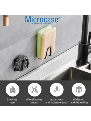 Microcase Güçlü Yapışkanlı Metal Banyo Mutfak Eşya Havlu Vb Ürün Askılığı AL4467 - 1 Adet Siyah