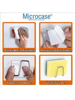 Microcase Güçlü Yapışkanlı Metal Banyo Mutfak Eşya Havlu Vb Ürün Askılığı AL4467 - 1 Adet Gümüş