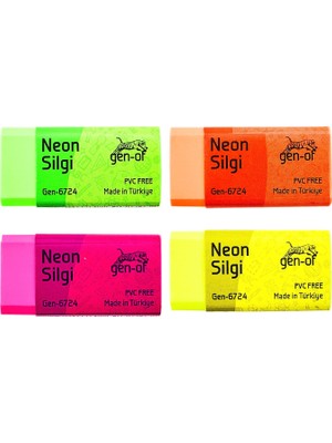 Gen-Of No 24 Pvc Free Orta Boy Neon Silgi 6724 24 Adet