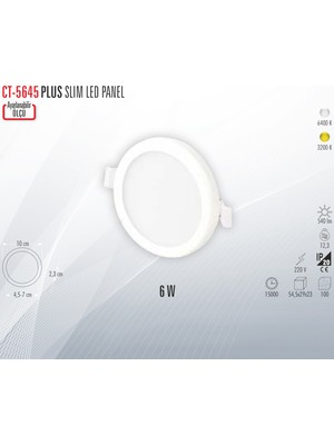 Cata CT-5645 Plus Slım LED Panel 6W