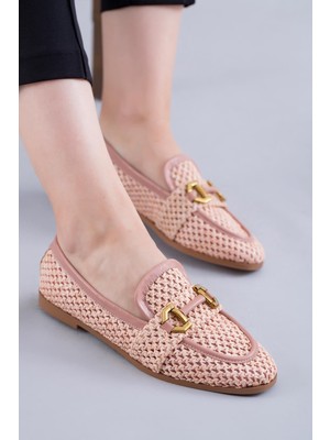 Selena Yazlık Hasır Kadın Günlük Ayakkabı Pudra