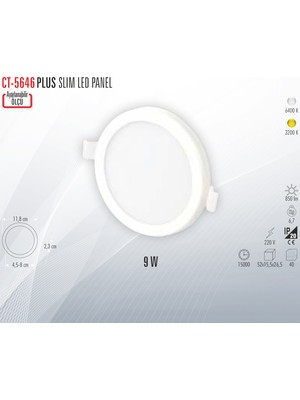 Cata CT-5646 Plus Slım LED Panel 9W