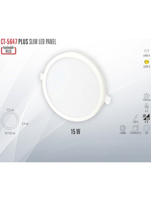 Cata CT-5647 Plus Slım LED Panel 15W