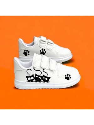 Amazoon Desing Kedi Animasyon Baskılı Sneaker Çocuk Spor Ayakkabı