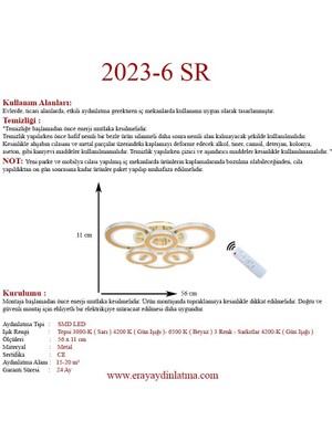 Eray Aydınlatma 2023-6 Sarı Dimmer Kumandalı LED Avize