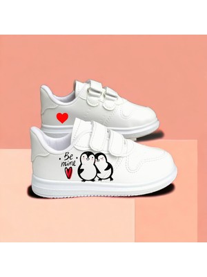 Amazoon Desing Penguen Baskılı Sneaker Çocuk Baskılı Spor Ayakkabı Okul