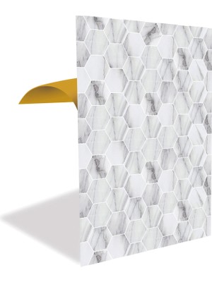 Tink Kendinden Yapışkanlı Beyaz Petek Mermer Desenli Pvc Panel 41X62 cm