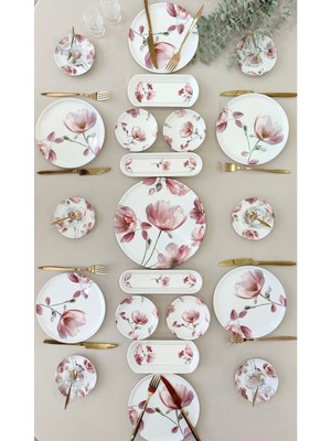 Yiğit Seramik Züccaciye Charming Rose 6 Kişilik 21 Parça Kahvaltı Takımı Kahvaltı Seti