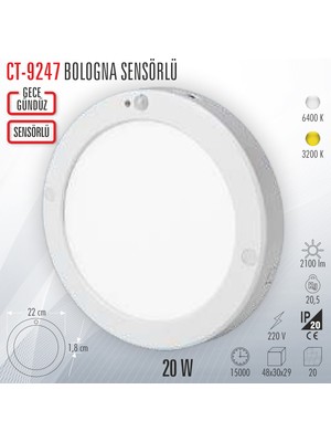 Cata CT-9247 Bologna Gece/gündüz Sensörlü 20W