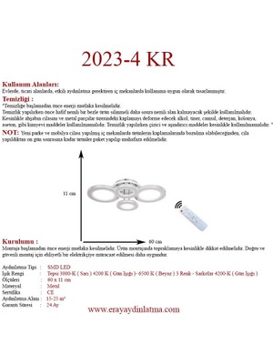 Eray Aydınlatma 2023-4 Krom Dimmer Kumandalı LED Avize