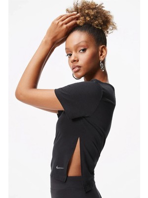 Nike Yoga Dri-Fit Bol Kesim Siyah Kadın Spor Tişört